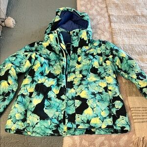 The North Face Floral Puffer Jacket - Blue and Green